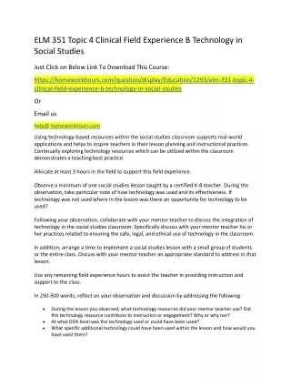 elm 351 topic 4 clinical field experience