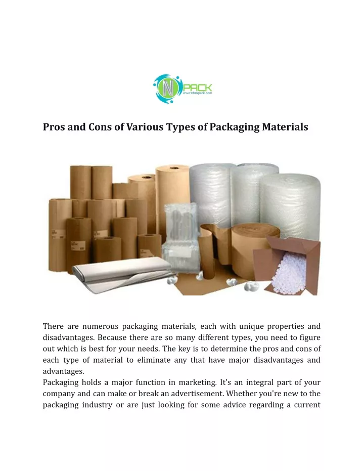 pros and cons of various types of packaging
