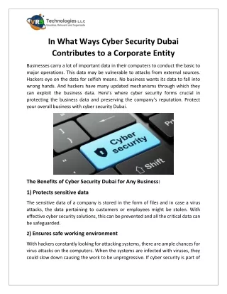 in what ways cyber security dubai contributes