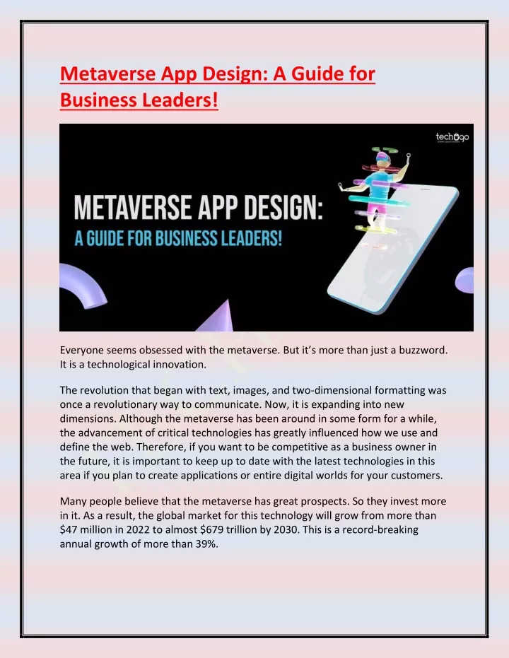 metaverse app design a guide for business leaders