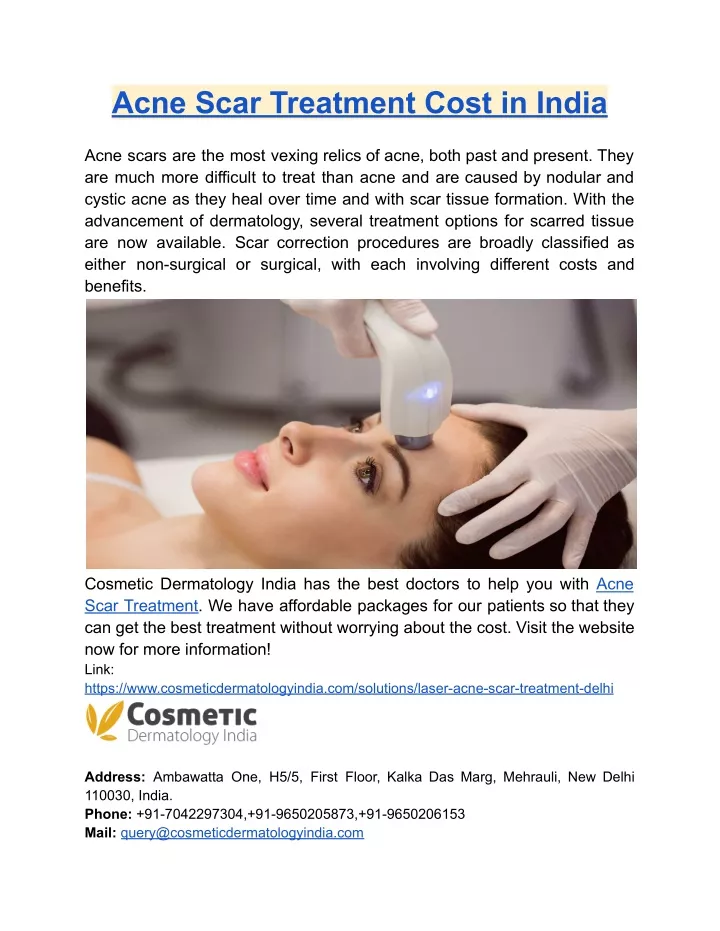 acne scar treatment cost in india