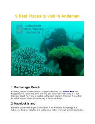9 Best Places To visit In Andaman