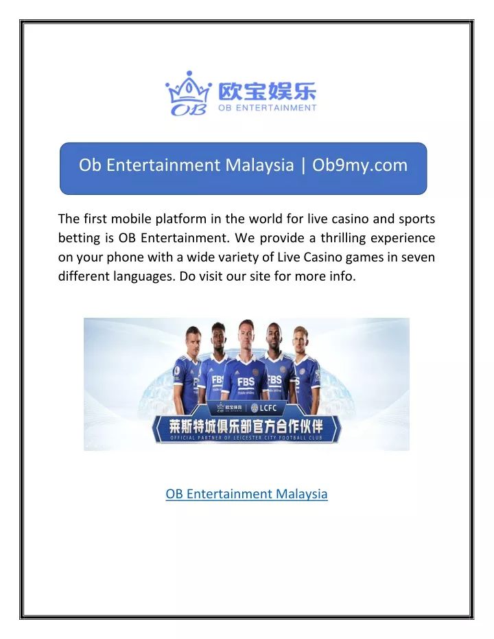 ob entertainment malaysia ob9my com