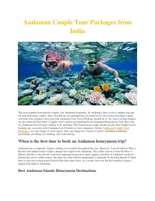 Andaman Couple Tour Packages From India
