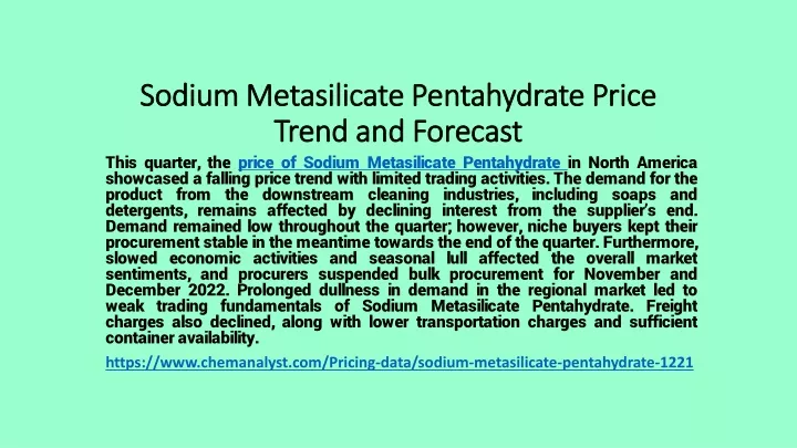 sodium metasilicate pentahydrate price trend and forecast