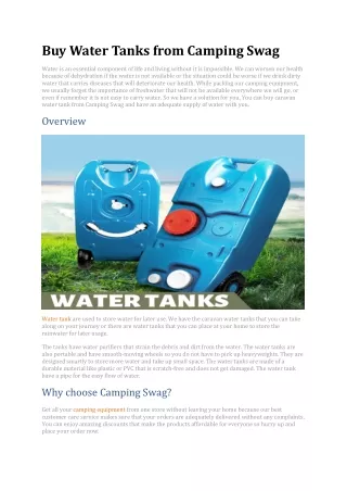 Buy Water Tanks from Camping Swag