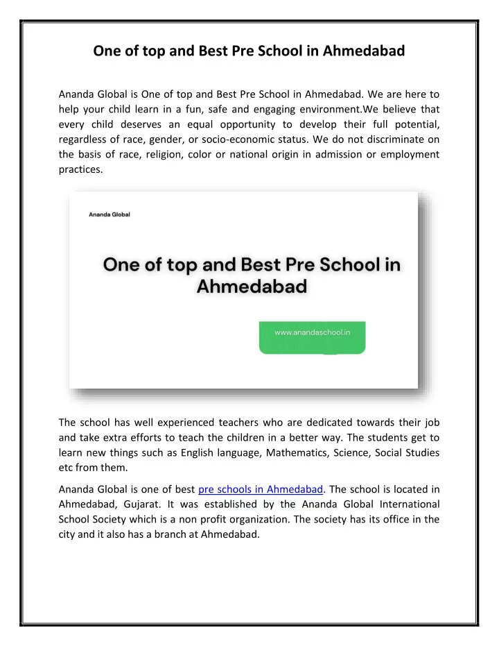 one of top and best pre school in ahmedabad