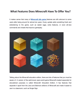 what features does minecraft have to offer you