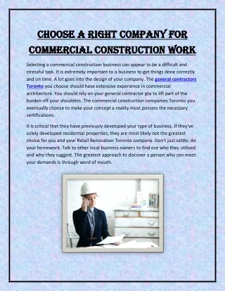 Choose a Right Company for Commercial Construction Work