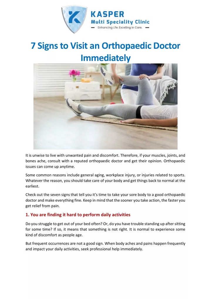 7 signs to visit an orthopaedic doctor immediately