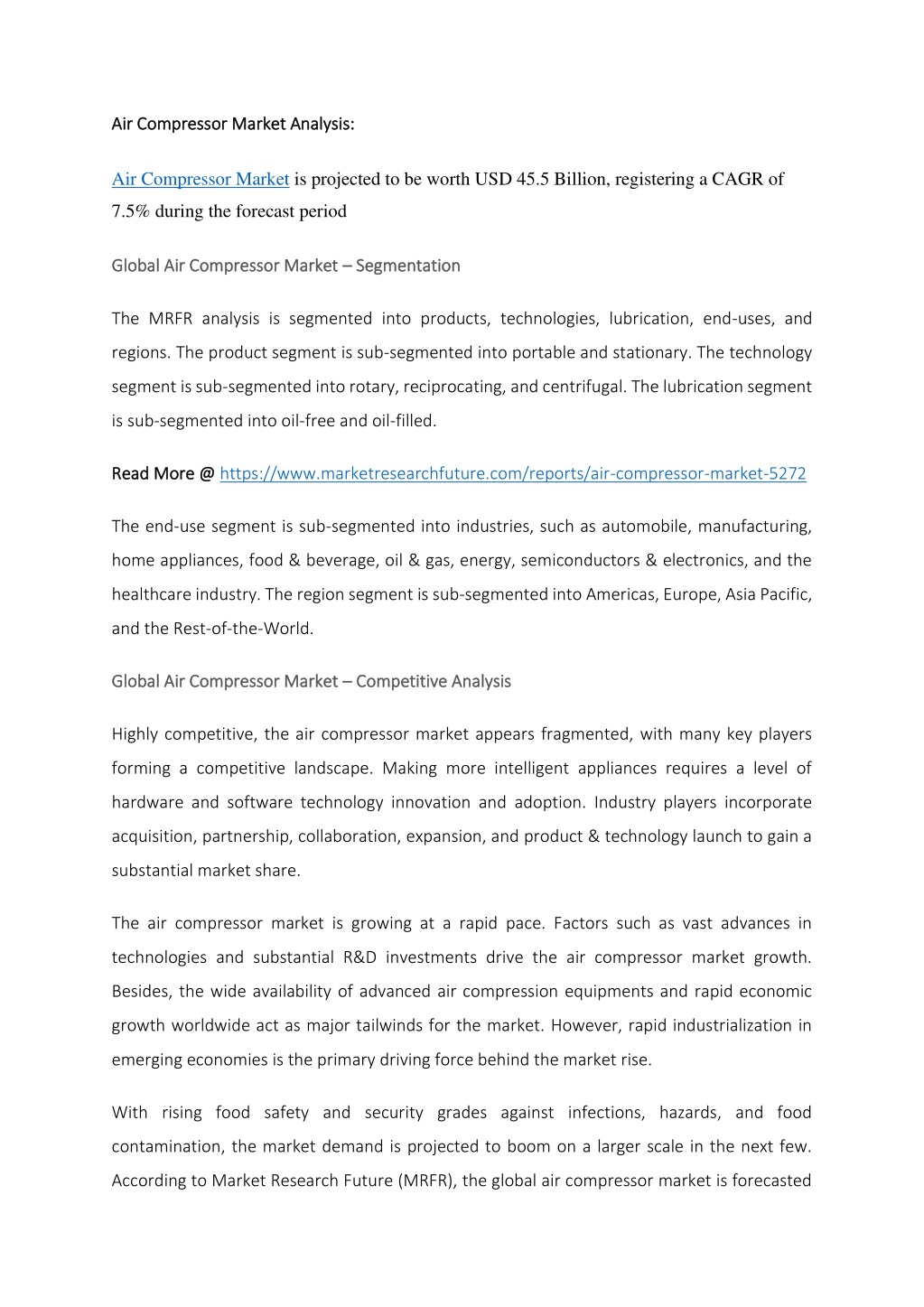 PPT - Air Compressor Market Analysis PowerPoint Presentation, free ...