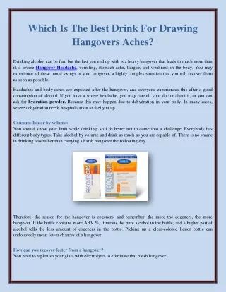 Which Is The Best Drink For Drawing Hangovers Aches?