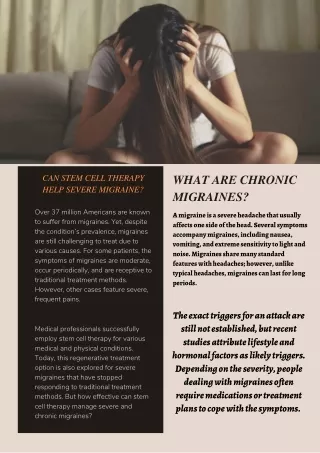 Can Stem Cell Therapy Help Severe Migraine  Dr david Greene Arizona