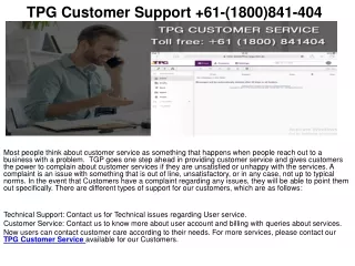 61-(1800)841-404 TPG Customer Support Number