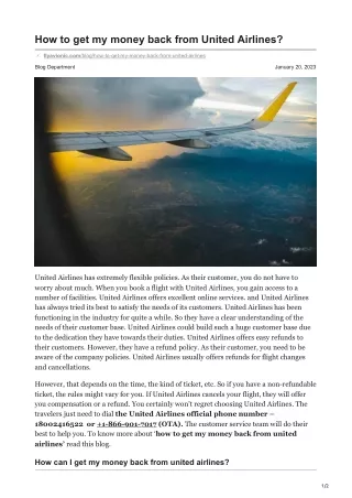 How to get my money back from United Airlines