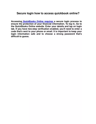 secure login how to access quickbook online