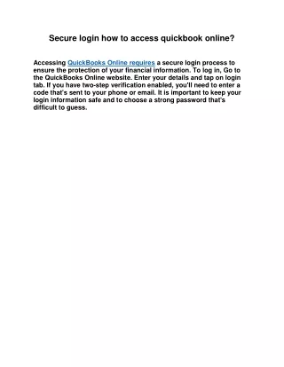 secure login how to access quickbook online