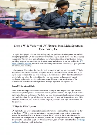 Shop a Wide Variety of UV Fixtures from Light Spectrum Enterprises, Inc