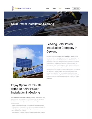 Solar Power Installation Geelong