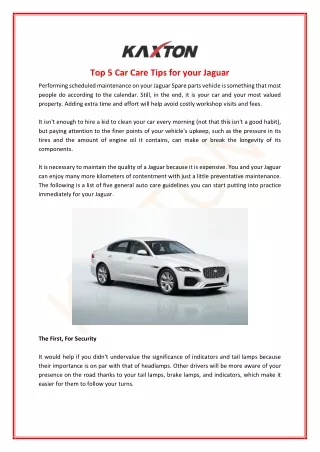 Top 5 Car Care Tips for your Jaguar