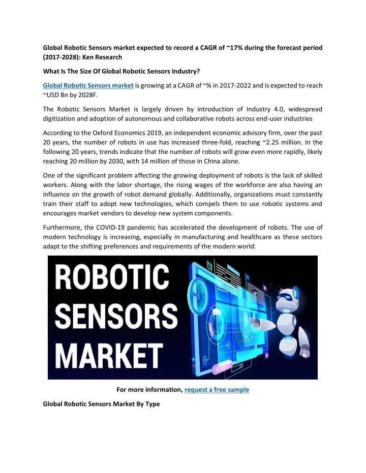 global robotic sensors market expected to record