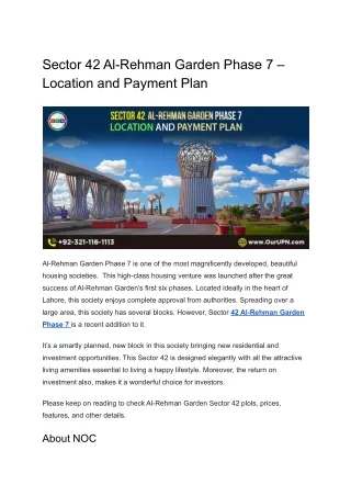 sector 42 al rehman garden phase 7 location