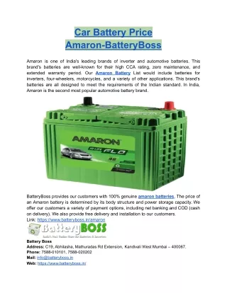 Car Battery Price Amaron-BatteryBoss