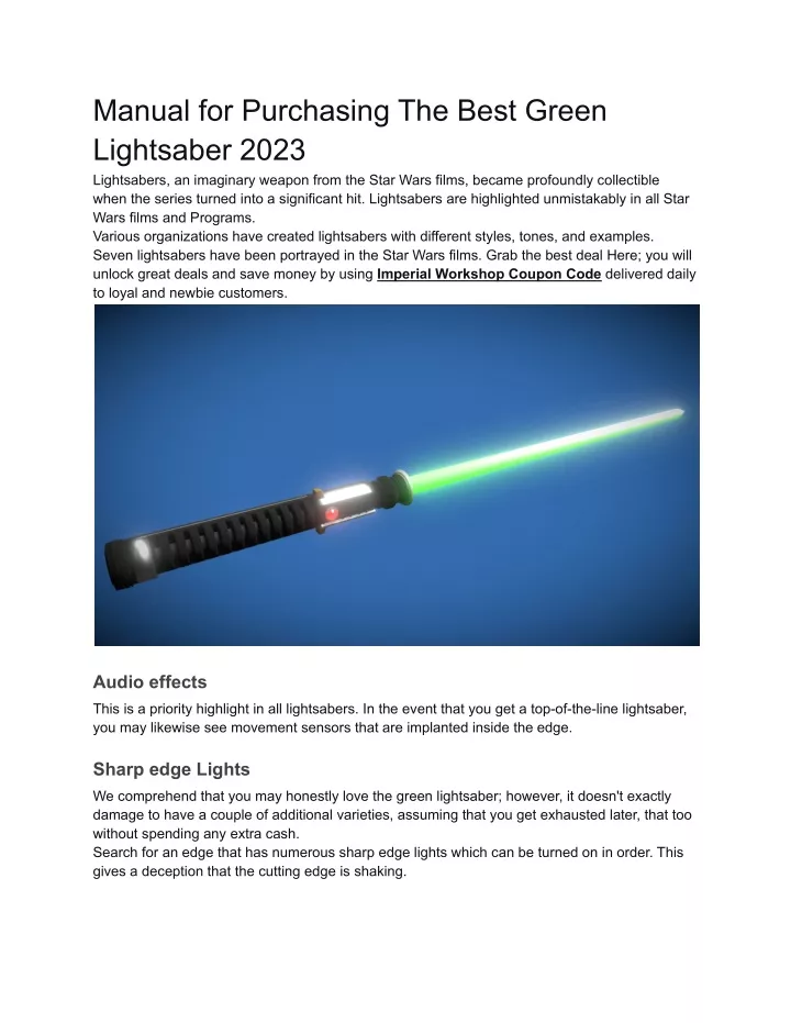 manual for purchasing the best green lightsaber