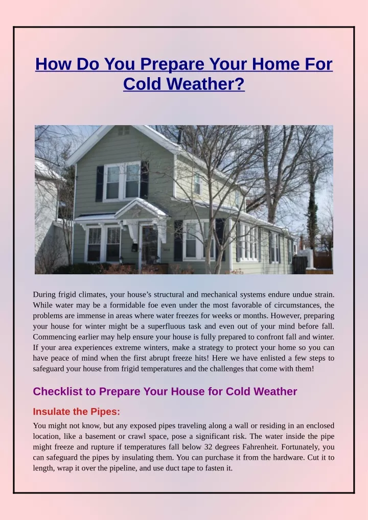 how do you prepare your home for cold weather