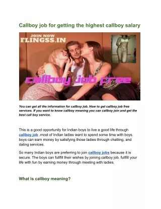 callboy job for getting the highest callboy salary