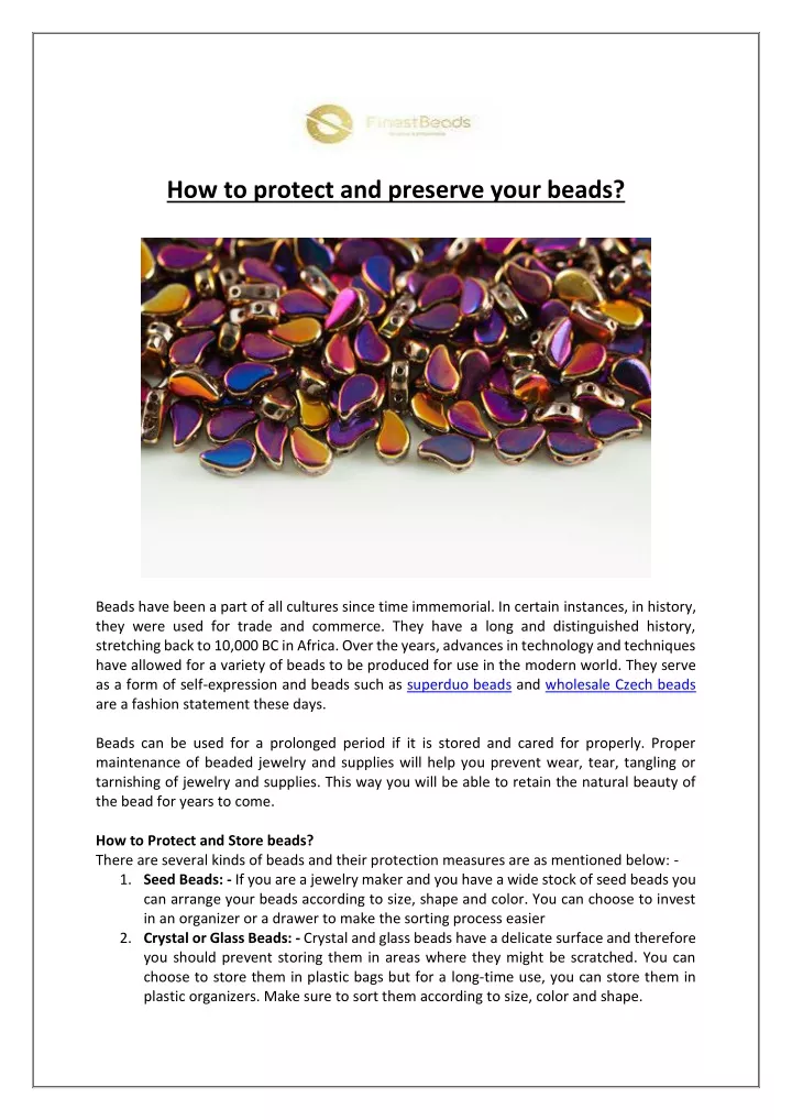 how to protect and preserve your beads