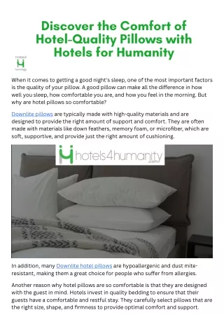 Discover the Comfort of Hotel-Quality Pillows with Hotels for Humanity
