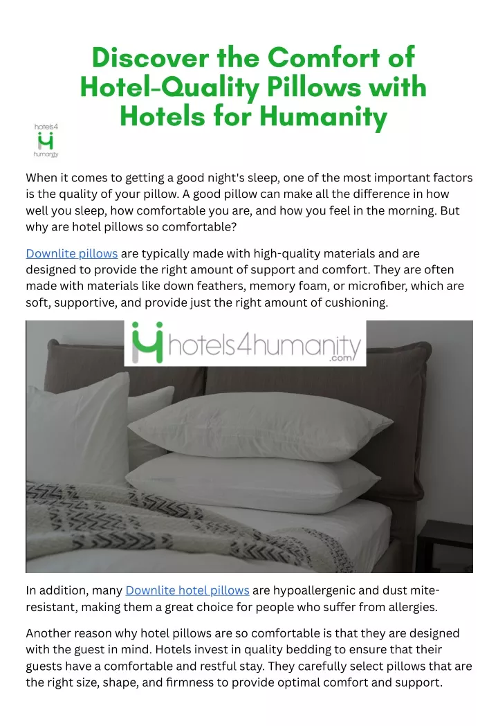 discover the comfort of hotel quality pillows