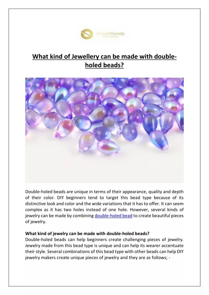 what kind of jewellery can be made with double