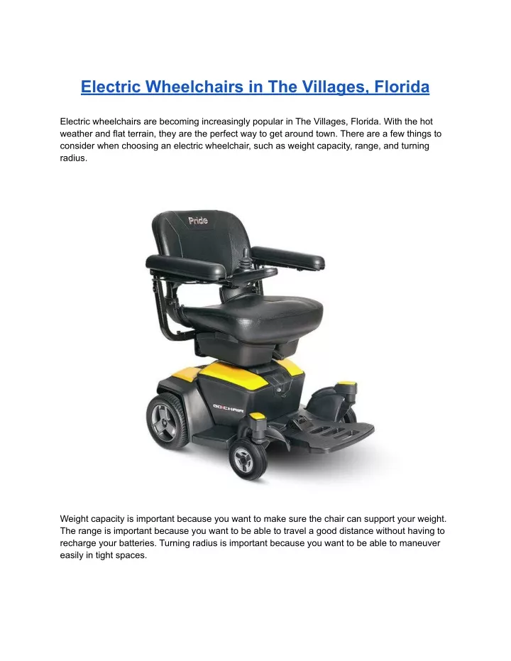 electric wheelchairs in the villages florida