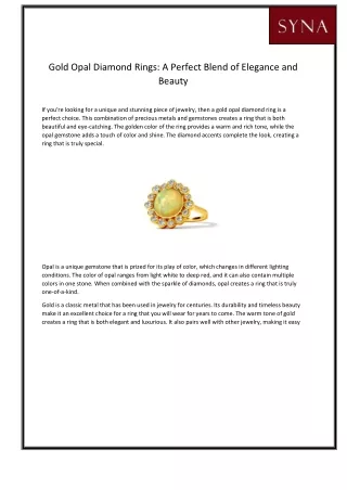 Gold Opal Diamond Rings A Perfect Blend of Elegance and Beauty
