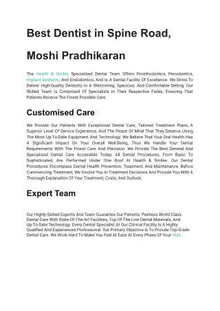 Best Dentist in Spine Road, Moshi Pradhikaran