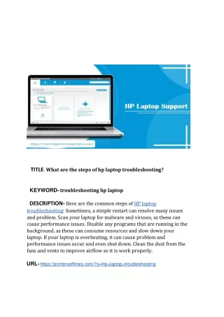 What are the steps of hp laptop troubleshooting?