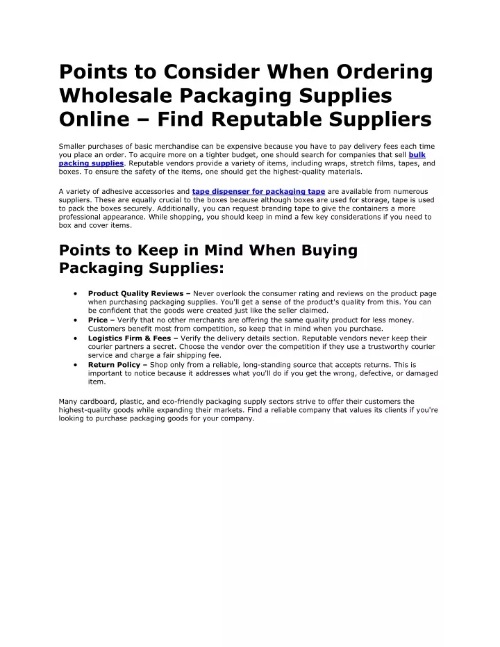 points to consider when ordering wholesale