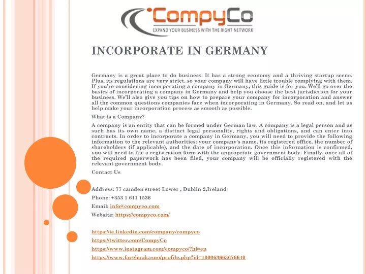 incorporate in germany