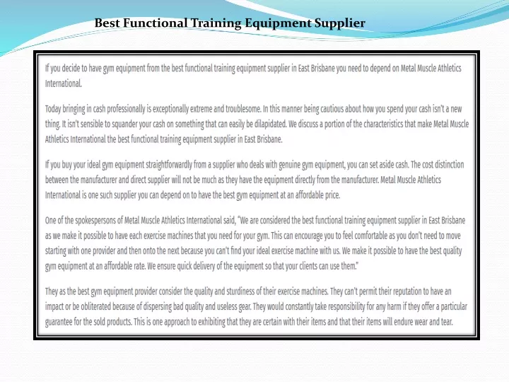 best functional training equipment supplier