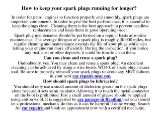 How to keep your spark plugs running for longer