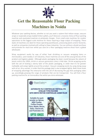 Get the Reasonable Flour Packing Machines in Noida