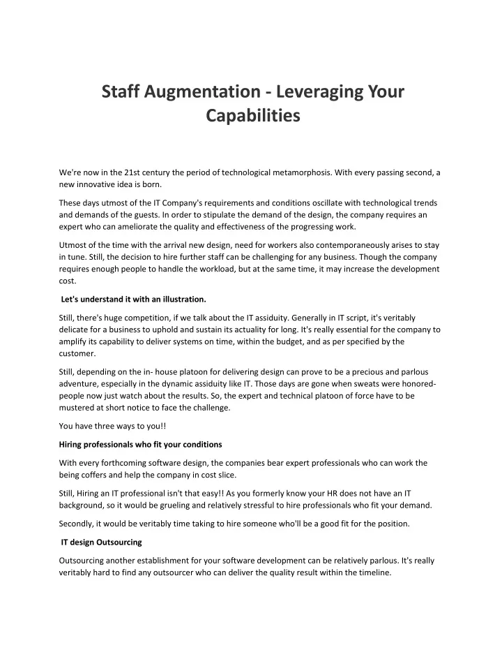 staff augmentation leveraging your capabilities