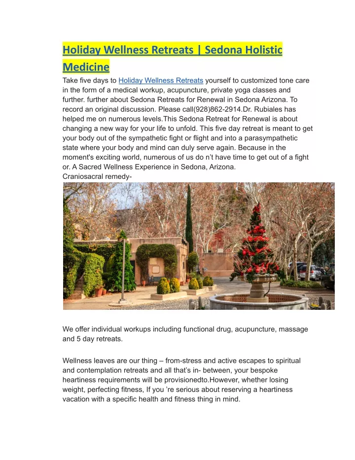 holiday wellness retreats sedona holistic