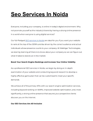 Seo Services In Noida