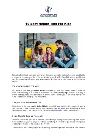 10 Best Health Tips For Kids