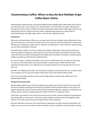 Estatemonkeys Coffee Where to Buy the Best Multiple-Origin Coffee Beans Online