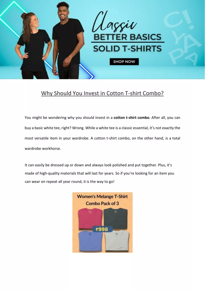 why should you invest in cotton t shirt combo