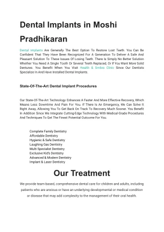 Dental Implants in Moshi Pradhikaran
